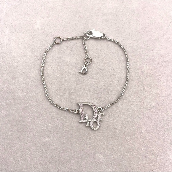 Auth Christian Dior CD Logo Pink
Rhinestones SV Bracelet - Picture 9 of 11